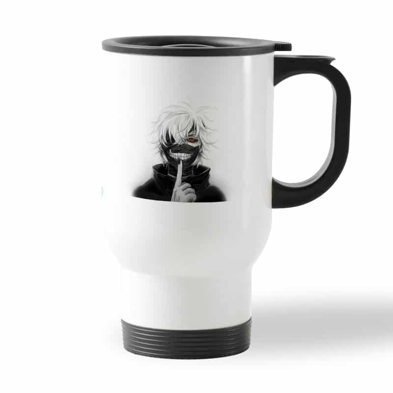 كوب قهوة للسيارة لون ابيض بتصميم كانيكي طوكيو غول كوب قهوة للسيارة لون ابيض بتصميم كانيكي طوكيو غول