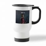 كوب قهوة للسيارة لون ابيض بتصميم كلير رزدنت إيفل 2