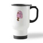 كوب قهوة للسيارة لون ابيض بتصميم كوكي و شوكي شخصيات BTS