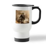 كوب قهوة للسيارة لون ابيض بتصميم كول أوف ديوتي نيران المعركه