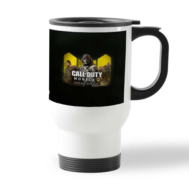 كوب قهوة للسيارة لون ابيض بتصميم كول أوف ديوتي كوب قهوة للسيارة لون ابيض بتصميم كول أوف ديوتي