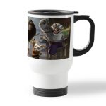 كوب قهوة للسيارة لون ابيض بتصميم كونغ فو باندا