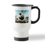 كوب قهوة للسيارة لون ابيض بتصميم كونغ فو باندا 3