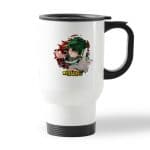 كوب قهوة للسيارة لون ابيض بتصميم لكمه ميدوريا أكاديميتي للأبطال