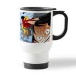 كوب قهوة للسيارة لون ابيض بتصميم لوفي ضد سيزار ون بيس