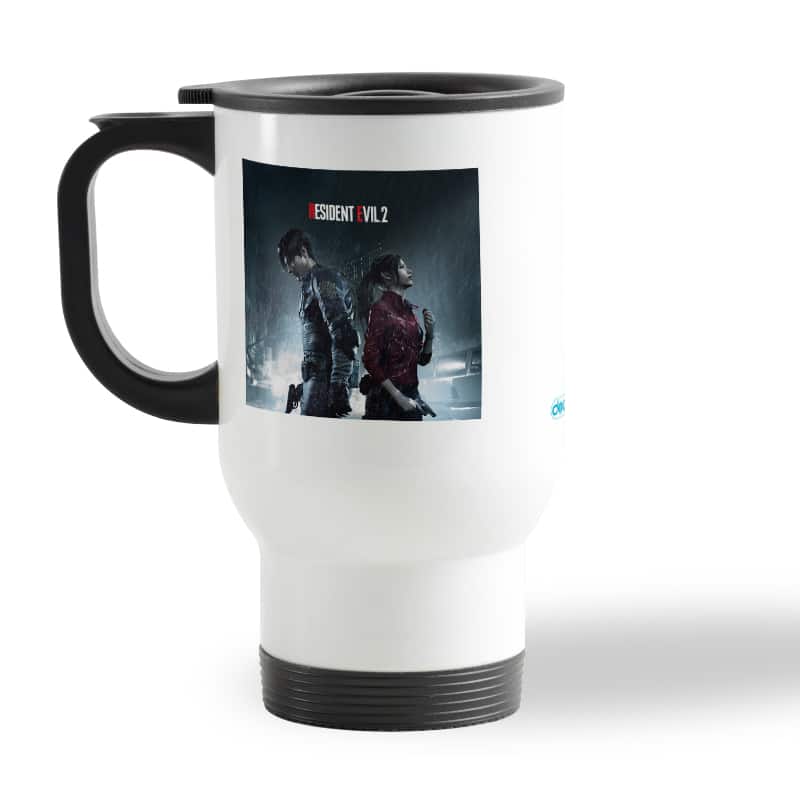 كوب-قهوة-للسيارة-لون-ابيض-بتصميم-ليون-وكلير-رزدنت-إيفل-2-2