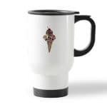 كوب قهوة للسيارة لون ابيض بتصميم مثلجات الجماجم