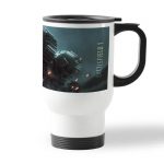 كوب قهوة للسيارة لون ابيض بتصميم مركبة قتالية باتلفيلد