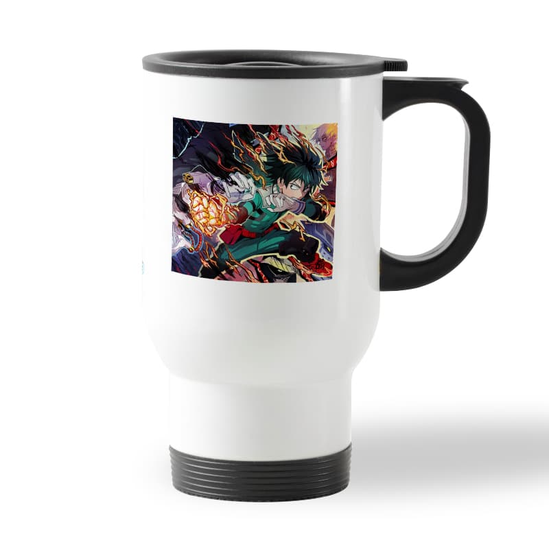 كوب قهوة للسيارة لون ابيض بتصميم معركه في أكاديميتي للأبطال كوب قهوة للسيارة لون ابيض بتصميم معركه في أكاديميتي للأبطال