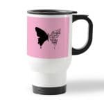 كوب قهوة للسيارة لون ابيض بتصميم نصف فراشة