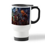 كوب قهوة للسيارة لون ابيض بتصميم هالوين فورت نايت