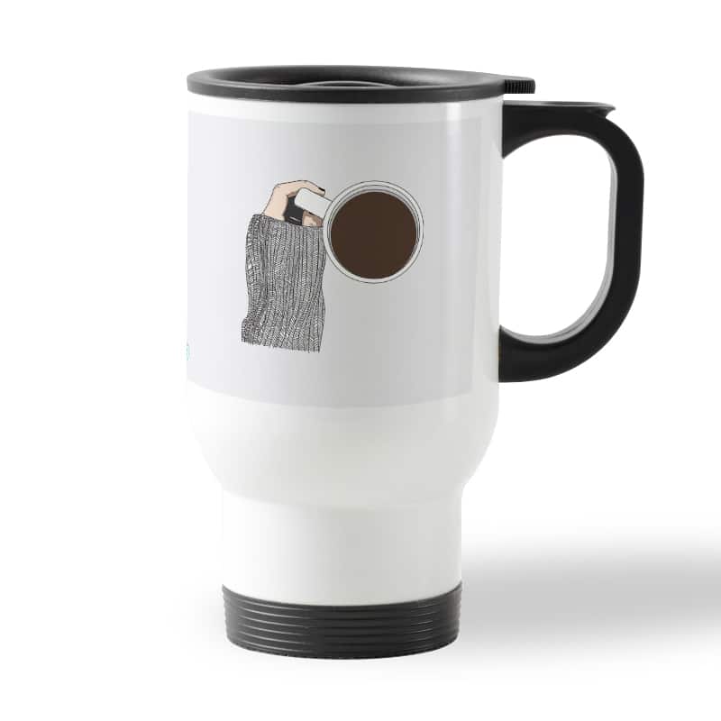 كوب قهوة للسيارة لون ابيض بتصميم وقت القهوة كوب قهوة للسيارة لون ابيض بتصميم وقت القهوة