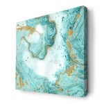 لوحة جدارية قماش كانفس باطار خشبي داخلي بتصميم أزرق ذهبي