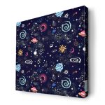لوحة جدارية قماش كانفس باطار خشبي داخلي بتصميم الفضاء والمجرة
