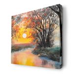 لوحة جدارية قماش كانفس باطار خشبي داخلي بتصميم انعكاس الغروب