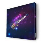 لوحة جدارية قماش كانفس باطار خشبي داخلي بتصميم جيتار ومفاتيح بيانو