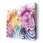 لوحة جدارية قماش كانفس باطار خشبي داخلي بتصميم حمار وحشي ملون