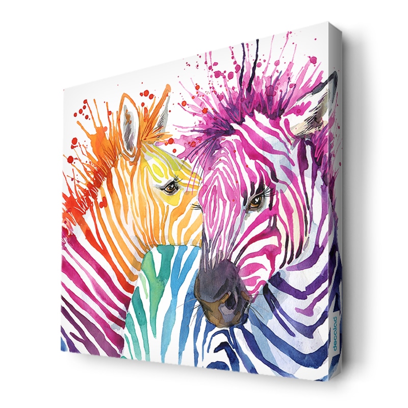 لوحة جدارية قماش كانفس باطار خشبي داخلي بتصميم حمار وحشي ملون لوحة جدارية قماش كانفس باطار خشبي داخلي بتصميم حمار وحشي ملون