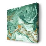 لوحة جدارية قماش كانفس باطار خشبي داخلي بتصميم ذهبي وأخضر