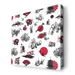 لوحة جدارية قماش كانفس باطار خشبي داخلي بتصميم رسومات يابانيه