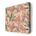 لوحة جدارية قماش كانفس باطار خشبي داخلي بتصميم طائر الفلامنجو