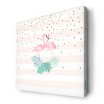 لوحة جدارية قماش كانفس باطار خشبي داخلي بتصميم طائر الفلامنجو