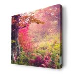 لوحة جدارية قماش كانفس باطار خشبي داخلي بتصميم غابه ورود