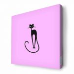 لوحة جدارية قماش كانفس باطار خشبي داخلي بتصميم قطه انيقه