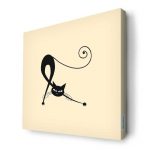 لوحة جدارية قماش كانفس باطار خشبي داخلي بتصميم قطه كرتونيه