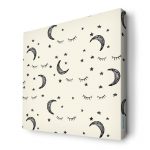 لوحة جدارية قماش كانفس باطار خشبي داخلي بتصميم قمر ونجوم
