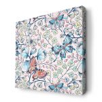 لوحة جدارية قماش كانفس باطار خشبي داخلي بتصميم ورود وفراشات