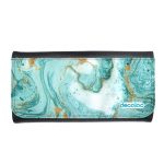 محفظة جلد  بتصميم أزرق ذهبي محفظة جلد  بتصميم أزرق ذهبي