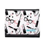 محفظة جلد  بتصميم ادوات المكياج والموضة