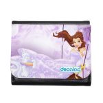 محفظة جلد  بتصميم الاميرة بيلا بفستان لامع