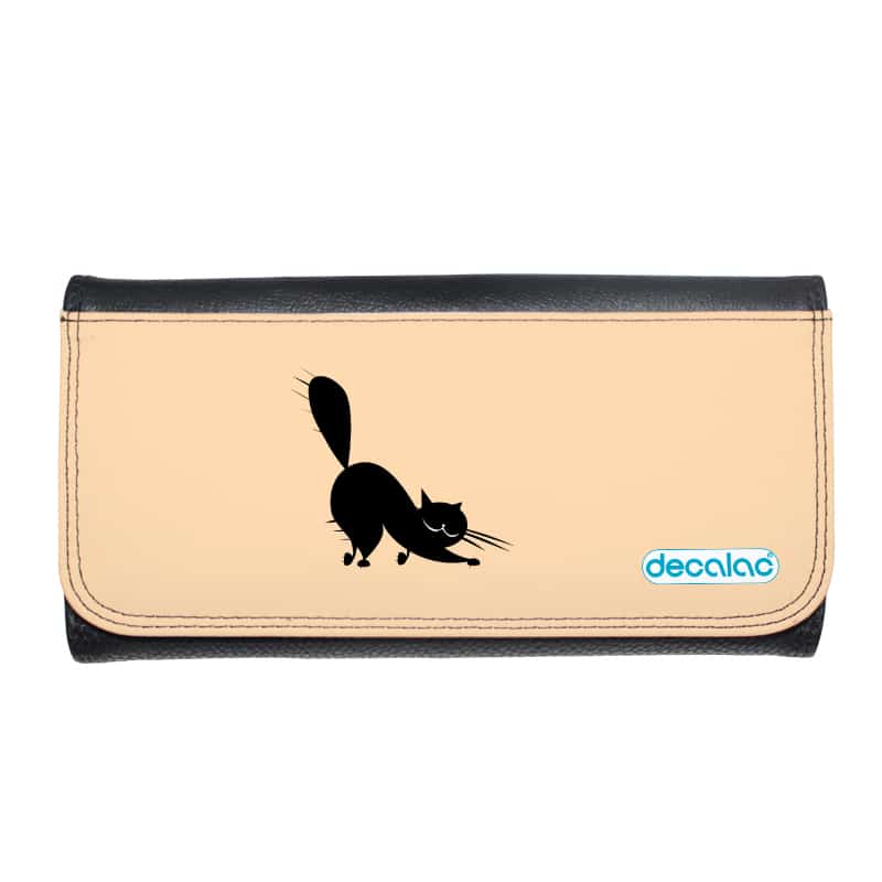 محفظة جلد  بتصميم قط اسود محفظة جلد  بتصميم قط اسود