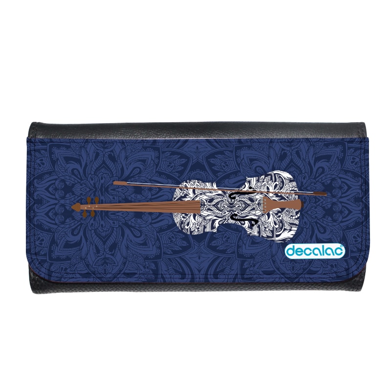 محفظة جلد بتصميم كمان مزخرف محفظة جلد بتصميم كمان مزخرف