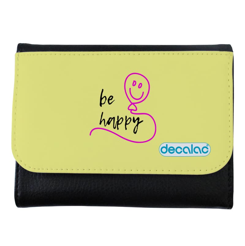 محفظة جلد  بتصميم كن سعيد محفظة جلد  بتصميم كن سعيد