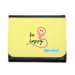 محفظة جلد  بتصميم كن سعيد محفظة جلد  بتصميم كن سعيد