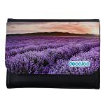 محفظة جلد  بتصميم ورود بنفسجيه محفظة جلد  بتصميم ورود بنفسجيه