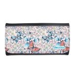 محفظة جلد  بتصميم ورود وفراشات