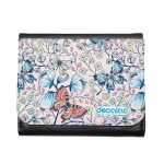 محفظة جلد  بتصميم ورود وفراشات