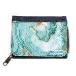 محفظة جينز بتصميم أزرق ذهبي محفظة جينز بتصميم أزرق ذهبي