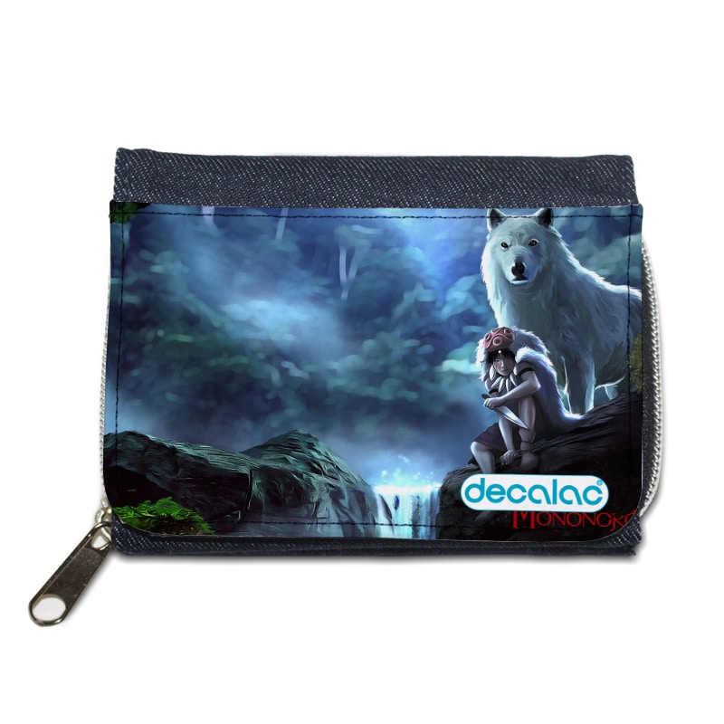 محفظة جينز بتصميم الاميرة مونونوكي مع ذئب محفظة جينز بتصميم الاميرة مونونوكي مع ذئب