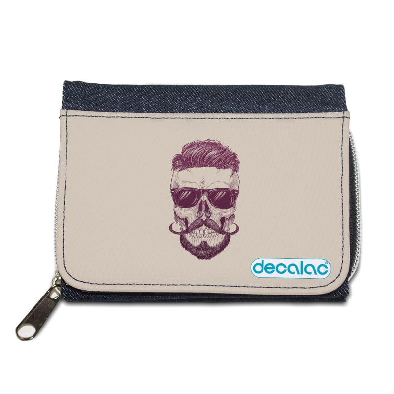 محفظة جينز بتصميم جمجمه انيقه محفظة جينز بتصميم جمجمه انيقه