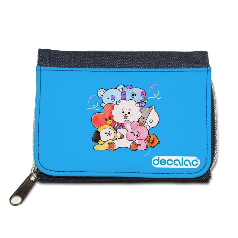 محفظة جينز بتصميم عناق أر جي شخصيات BT21 محفظة جينز بتصميم عناق أر جي شخصيات BT21