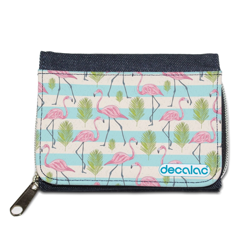 محفظة جينز بتصميم فلامنغو الاستوائية محفظة جينز بتصميم فلامنغو الاستوائية