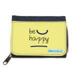 محفظة جينز بتصميم كن سعيد محفظة جينز بتصميم كن سعيد