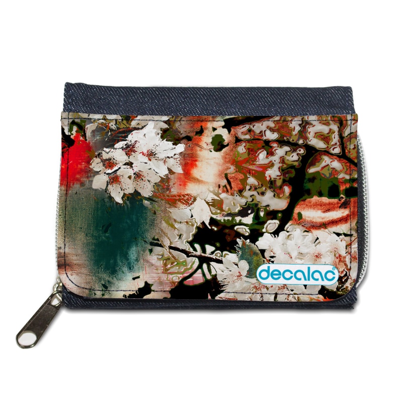 محفظة جينز بتصميم ورود محفظة جينز بتصميم ورود