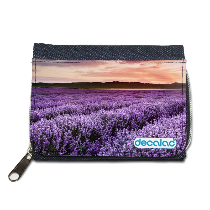 محفظة جينز بتصميم ورود بنفسجيه محفظة جينز بتصميم ورود بنفسجيه