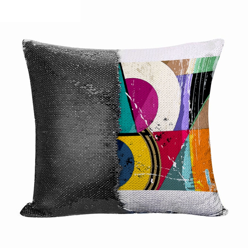مخدة سحرية مع الحشوة لون اسود بتصميم اشكال هندسيه مخدة سحرية مع الحشوة لون اسود بتصميم اشكال هندسيه
